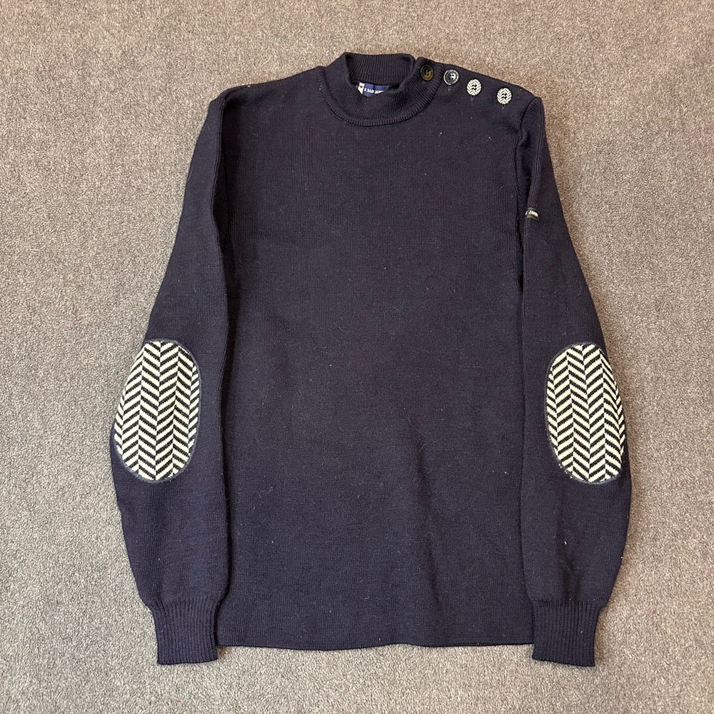 SAINT JAMES Men Size 44 US L  Elbow Patch Knit Sailor Fisherman Sweater